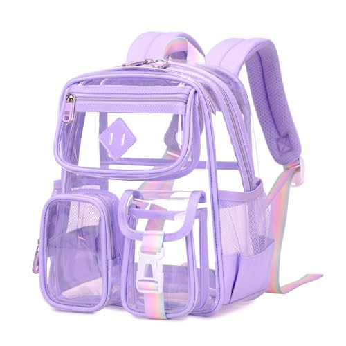 PIG PIG GIRL Mini Clear Backpack for Stadium Events, Small Clear Bag for Child for Festival Concert,Purple(Not Fits School) - color: Mini-purple