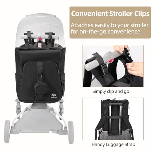 Diaper Bag Backpack with Changing Pad, Wet Dry Bag, Pacifier Case and Stroller Straps, Soft Cotton Lining, Baby Travel Bag for Moms and Dads（Black） - color: Black