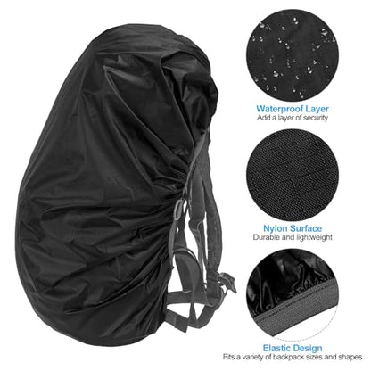 PATIKIL Waterproof Backpack Rain Cover with Anti-Slip Cross Buckle Straps & Drawstring Bag for Hiking Camping Traveling - color: Black, size: Medium