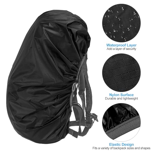 PATIKIL Waterproof Backpack Rain Cover with Anti-Slip Cross Buckle Straps & Drawstring Bag for Hiking Camping Traveling - color: Black, size: XX-Large