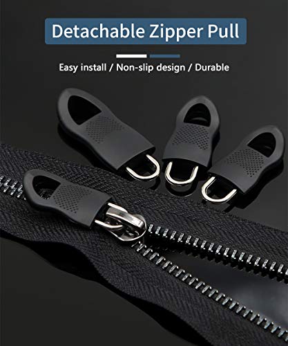 Zipper Pull, Universal Zipper Pull Replacement, Broken Replacement Zippers Pull (20 Pcs), Black Zippers Pull Handle for Jackets, Luggage, Backpacks, Purses, Boots, Pants, Tents, (3 Styles 4 Sizes) - color: Black Zipper Pull Kit