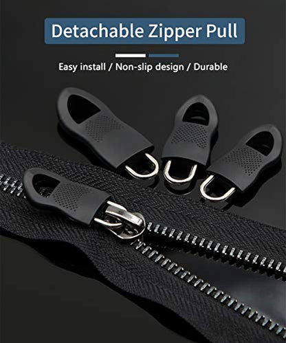 Zipper Pull, Universal Zipper Pull Replacement, Broken Replacement Zippers Pull (20 Pcs), Black Zippers Pull Handle for Jackets, Luggage, Backpacks, Purses, Boots, Pants, Tents, (3 Styles 4 Sizes) - color: Black Zipper Pull Kit