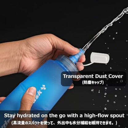 Azarxis TPU Soft Flask Collapsible Water Bottle Running Folding Gel Water Reservoir Handheld for Hydration Pack Hiking Cycling Climbing Jogging Marathon Trail Race - color: #05 White - 500ml - 2-pack