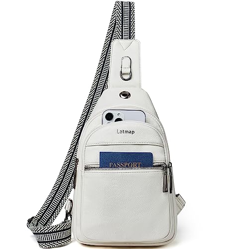 LATMAP 7L Sling Bag For Women Faux Leather Anti Theft Small Casual Daypack Backpack Fanny Pack Crossbody Chest Bags Purse Waterproof Beige - color: Beige 2