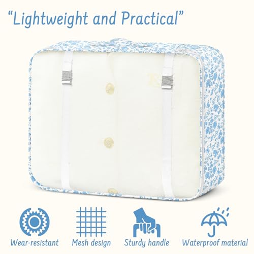 9 Set Packing Cubes for Travel Essentials - Lightweight Carry-On Luggage Organizer Bags with Shoe, Clothes & Laundry Bags for Airplane, Family & Business Travel, Blue flowers - color: Blue flowers