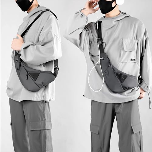Small Sling Shoulder Crossbody Bag Men Women, Lightweight Anti-theft One Strap Casual Chest Bag Slim Backpack for Outdoor Walking Trip Hiking Biking Grey - color: Grey