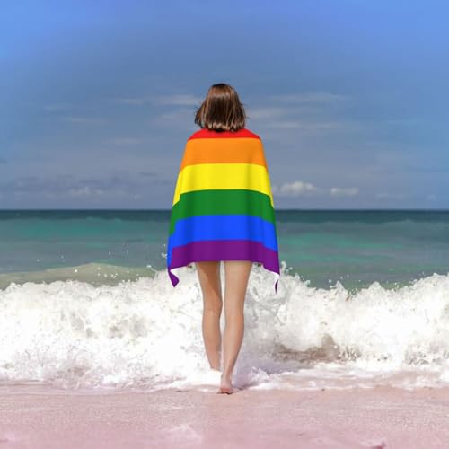 LGBT Pride Rainbow Beach Towel, Lesbians Gays Bisexuals Transgender Gift Quick Dry Sand Free Absorbent Bath Towel, Microfiber Lightweight Towel Pool Travel Camping Gym Swim 30x60 Inch/ 77X153cm - color: Lgbt Pride