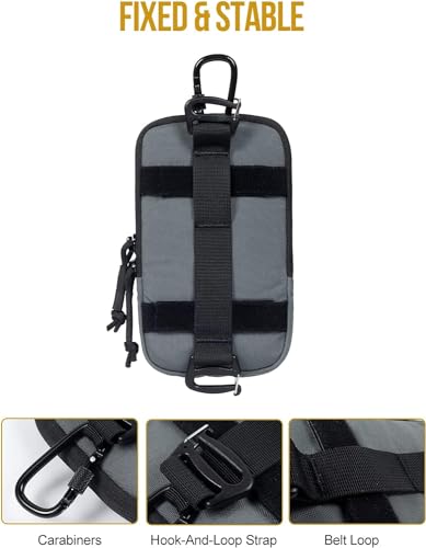 ONETIGRIS Cell Phone Pouch, Molle Holster Holder for Men Belt, for iPhone 17 Pro Max/Air/17/16/15/14 /13/12/11/X/XR/XS/8 Plus/7/6, for Galaxy S25 Ultra/s25/S24 /S23/S22/S21 - color: Grey