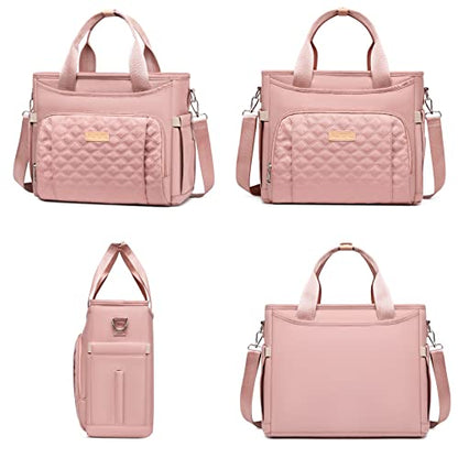 AIJIEKE Large Insulated Lunch Bag for Women, Leakproof Work Lunch Box Tote | Keeps food fresh 8-12 hours. Spacious multi-pocket design with a removable strap. Water-resistant and easy-wipe interior - color: Pink