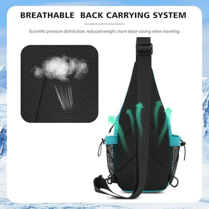 Peicees Small Sling Bag with 2 Bottle Holders (Suitable for 2.5 IN Diameter Bottle), Sling Backpack Crossbody Bag Chest Daypack for Daily Use Travel, Bottle Not Included, Black - color: Black