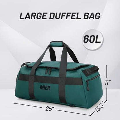 MIER Gym Bag for Men Large Duffel Backpack with Shoe Compartment, 60L Convertible Duffle Bags Weekender Overnight Bag for Gym Sports Travel, Dark Teal - color: Dark Teal