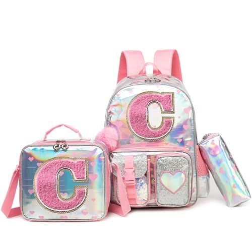 HTgroce Cute Backpacks for Girls School Backpack for Kids Backpacks for Elementary Primary School Bags for Girls Bookbags, Pink C Letter Backpack - color: Pink, style: C