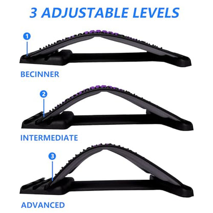 Back Stretcher with Lumbar Support for Back Pain Relief - Dual-Sided 3-Level Adjustable Spinal Decompression lumbar board (Purple) - color: Purple