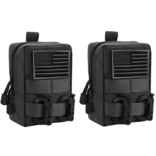 FRTKK 2 Pack Molle Pouches - Tactical Compact Water-Resistant EDC Pouch Bag Small Utility Pouch - color: 2 Pack-Black