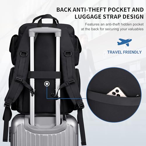 WITZMAN Travel Backpack for Men Carry-on Laptop Backpack Fit 16 Inch Airline Approved for Traveling,Casual,Commuting(B744 Black) - color: Black