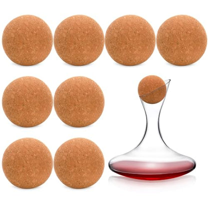 Kingrol 8 Pack Wine Decanter Cork Stoppers - 2.45 Inch/ 62 mm Cork Ball Stopper for Glass Decanter Carafe - Travel Massage Roller Balls for Myofascial Release, Trigger Point Therapy, Yoga Therapy