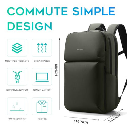 FUTURE AESTHETICS Smart Waterproof Travel Backpack Business Flight Approved Carry on Backpack for Men Women ，Large Capacity Laptop Backpack，Water Resistant Computer Backpack Fits 16 Inch Laptop(Green) - color: Green