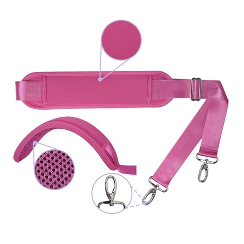 60 Inch Shoulder Strap with Removable Ultra-Thick Pad，Adjustable Buckles and Metal Hooks - color: Rosered