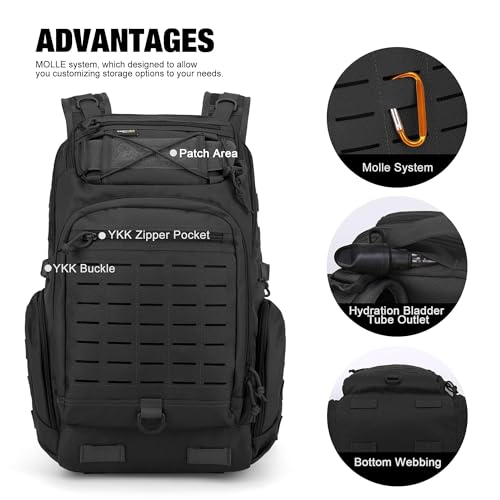 Mardingtop 30L Molle Military Backpack, Tactical Backpack for Men - color: Black