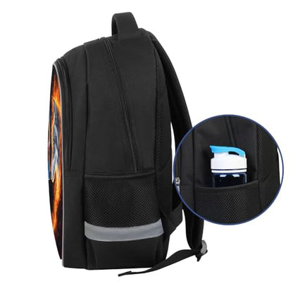 HiMagics Kids Backpack Lightweight Durable Teens Kids Backpack for School Boys and Girls Bookbag with Adjustable Shoulder Straps & Padded Back 17 Inch School bags with 3D Reflective Wolf Cartoon - color: A04-wolf