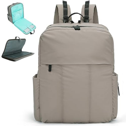 MOMINSIDE Diaper Bag Backpack - Large Puffer Diaper Bag - Neoprene Diaper Bag Quilted Baby Bag, Large Changing Pad, 15 Pockets, Lightweight, Grey - color: Grey