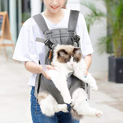 Lifeunion Legs Out Dog Carrier Backpack Hands-Free Adjustable Pet Travel Carrier for Small Medium Dogs Cats Motorcycle Hiking Walking (Grey) - color: Grey