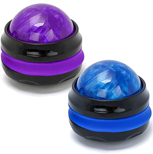 Coolrunner Massage Ball, Manual Roller Massager, 2-Pack Handheld Self Massage Therapy and Relax Full Body Tools for Sore Muscles, Shoulders, Neck, Arms, Legs, Back, Foot, Body (Blue+Purple) - color: Blue+purple
