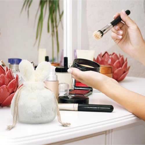 Lurrose Drawstring Makeup Bag: Plush Bunny Bags for Girls - Kawaii Drawstring Pouch - Travel Toiletry Pouch for Women - size: Full Size