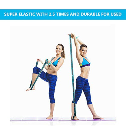 Stretch Strap, Elastic Yoga Stretching Strap, Multi-Loop for Physical Therapy, Pilates, Yoga, Dance & Gymnastics Exercise and Flexible Pilates Stretch Band - color: Blue