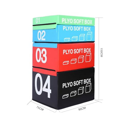 Foam Reinforced Box Stackable Soft Plywood Box Anti-Skid Safety, Used for Jumping Strength Training and Physical Training Suitable for Home Gym - size: 90*75*150cm