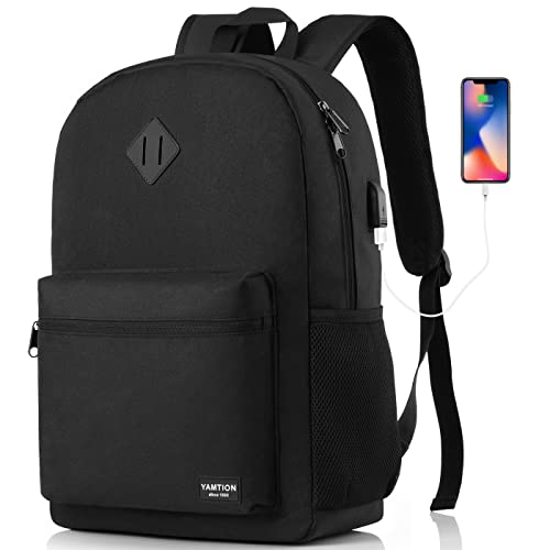 YAMTION 17 Inch Backpack for School Business Travel,Computer Bookbag Schoolbag for Work Office High School College Teen Men Boy Girl Women - color: Black, size: 17.3 inch