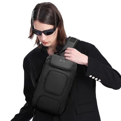 BANGE Sling Bag, Waterproof Crossbody Backpack, Shoulder Bag for Men - color: Black, size: Without Lock