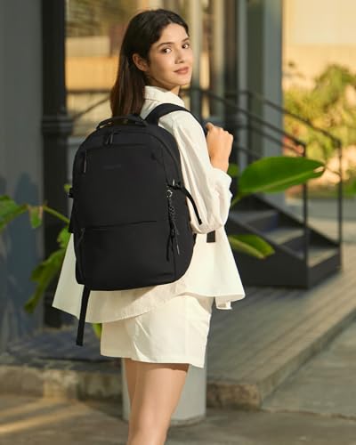 LOVEVOOK Laptop Backpack Women with Tumbler Holder, Work Travel Backpack - color: Black, size: 17 Inch