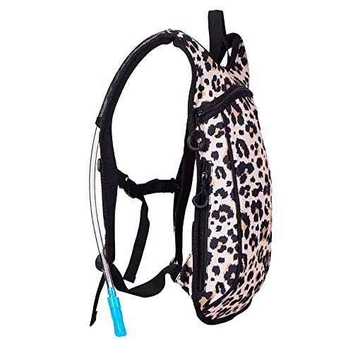 Vibe Festival Gear Rave Hydration Pack Backpack with 2L Water Bladder for Women Men – Festival Hydropack, Hydro Pack, Leak Proof, Lightweight – Teens, Party, Hiking, Running, Outdoor Sports - color: Leopard