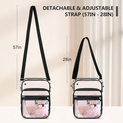 Blvornl Clear Crossbody Bag with Adjustable Shoulder Strap, Stadium Approved PVC Purse Bag, Messenger Bag - color: Clear, size: X-Large