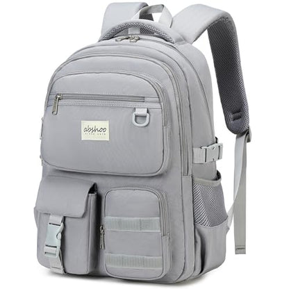 abshoo Large Heavy Duty Backpack For School College Bookbag Casual Multi Pocket Travel Backpacks - color: Grey