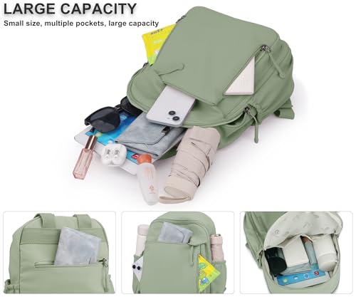 Pealwel Mini Nylon Women Backpacks,Small Ladies backpacks Lightweight Shoulder Satchel Bag Tote Handbag Casual Travel Daypack (Light Green(A)) - color: Light Green(a)