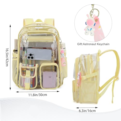 Clear Backpack Heavy Duty Transparent Backpacks Stadium Approved for School Work Sport Travel (Light Yellow) - color: Light Yellow