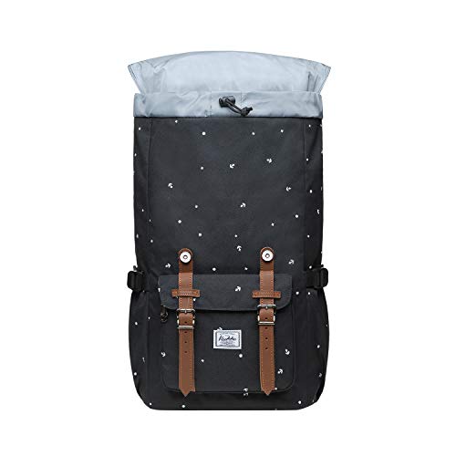 KAUKKO Laptop Outdoor Backpack Traveling Daypack Hiking Rucksack Large Capacity Bag Fits 15.6"(5-13-BLACK) - color: P13-black