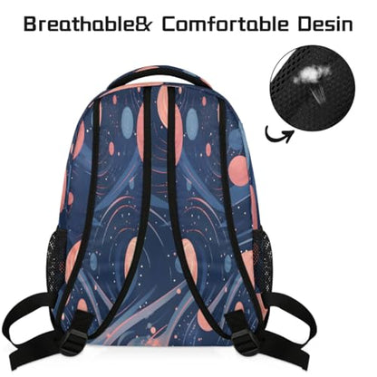 Large Backpack with 15.6 Inch Laptop Compartment, Abstract Pink Blue Adult Backpack for Work, Travel & School College Boys Girls - color: Abstract Pink Blue