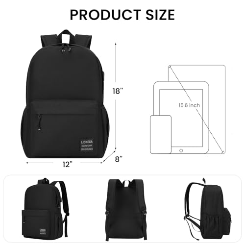 10 PCS Black Backpack for School Teens Boys Girls, Lightweight Casual Backpacks for Men and Women, Classic Basic Water Resistant Casual Daypack, 15.6 Inch Laptop Bookbag for College High School Work - size: 10Pcs-15.6 Inch