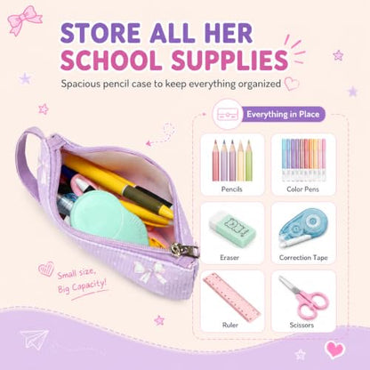 BTOOP School Backpacks for Teen Girls Bookbags Lightweight Kids Backpack School Bags Set with Lunch Box Pencil Case - color: Purple