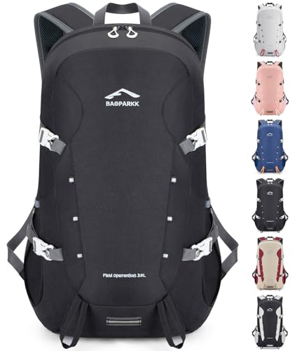 BAGPARKK Hiking Backpack,Large 35L Travel Backpacks for Men Women,Water Resistant Ultra Lightweight Foldable Packable Camping Daypack for Outdoor Sports - color: Black（35l）