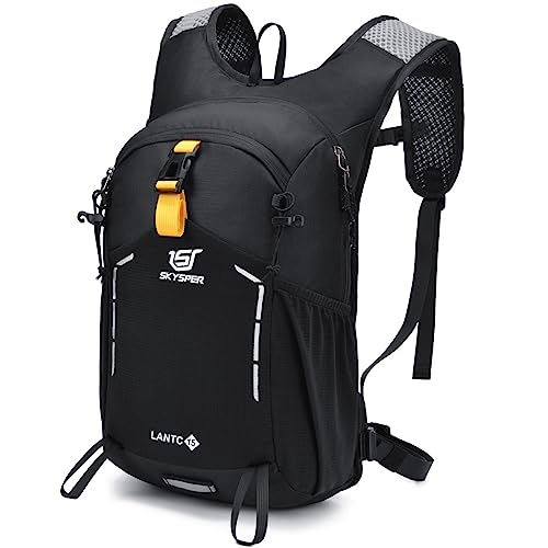 SKYSPER Small Hiking Backpack - 15L Travel Daypack Lightweight Bag Water Resistant Hiking Backpacks for Women Men - color: Lantc15-black, size: Small