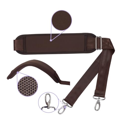 60 Inch Shoulder Strap with Removable Ultra-Thick Pad，Adjustable Buckles and Metal Hooks - color: Browm
