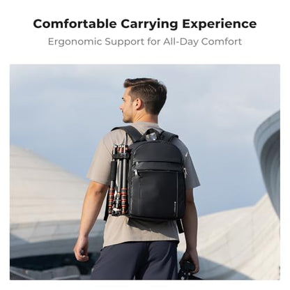 K&F CONCEPT Camera Bag Backpack, Professional DSLR/SLR/Mirrorless Camera Backpack, Photography Camera Case with Tripod Holder & Rain Cover Compatible with Canon/Sony/Nikon/FUJIFILM - color: 03-Bright Black
