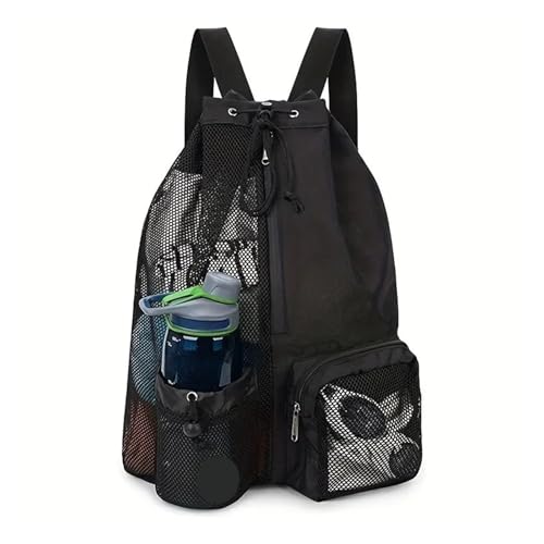 Swim Bag Mesh Drawstring Backpack With Wet Pocket Multipurpose Beach For Swimming, Gym, And Workout Gear(Black) - color: Black