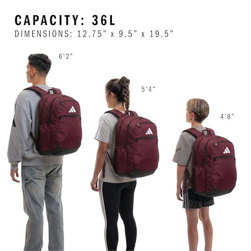 adidas Striker 3 Team Sports Backpack – Daypack for Sports Gym Travel, 36L, Maroon, OSFA - color: Maroon