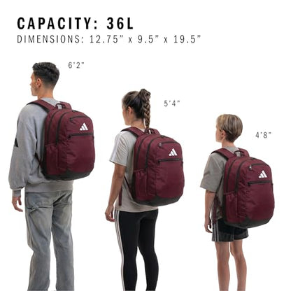 adidas Striker 3 Team Sports Backpack – Daypack for Sports Gym Travel, 36L, Maroon, OSFA - color: Maroon