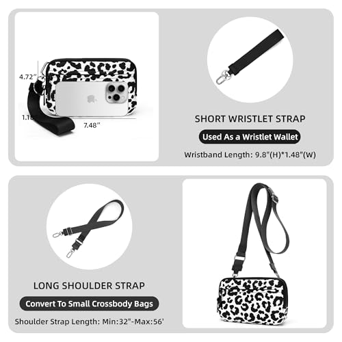 FODOKO Wristlet wallets for women Nylon Quilted Wallet with 4 Zippers,Travel Credit Card,Holder Cell Phone Organizer - color: Black-1